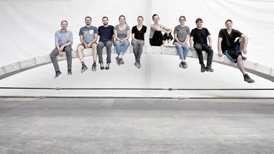 The Structural Xploration Lab sitting on the footbridge. © EPFL