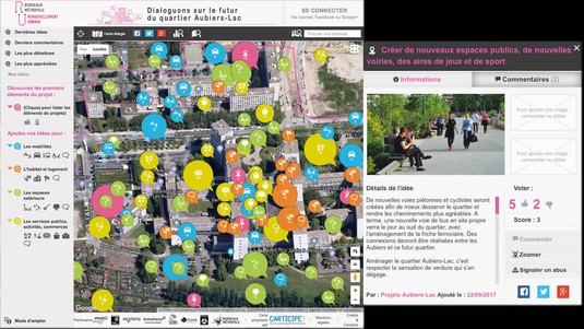 Carticipe allows to suggest ideas of urban planning directly on a map. ©carticipe.net